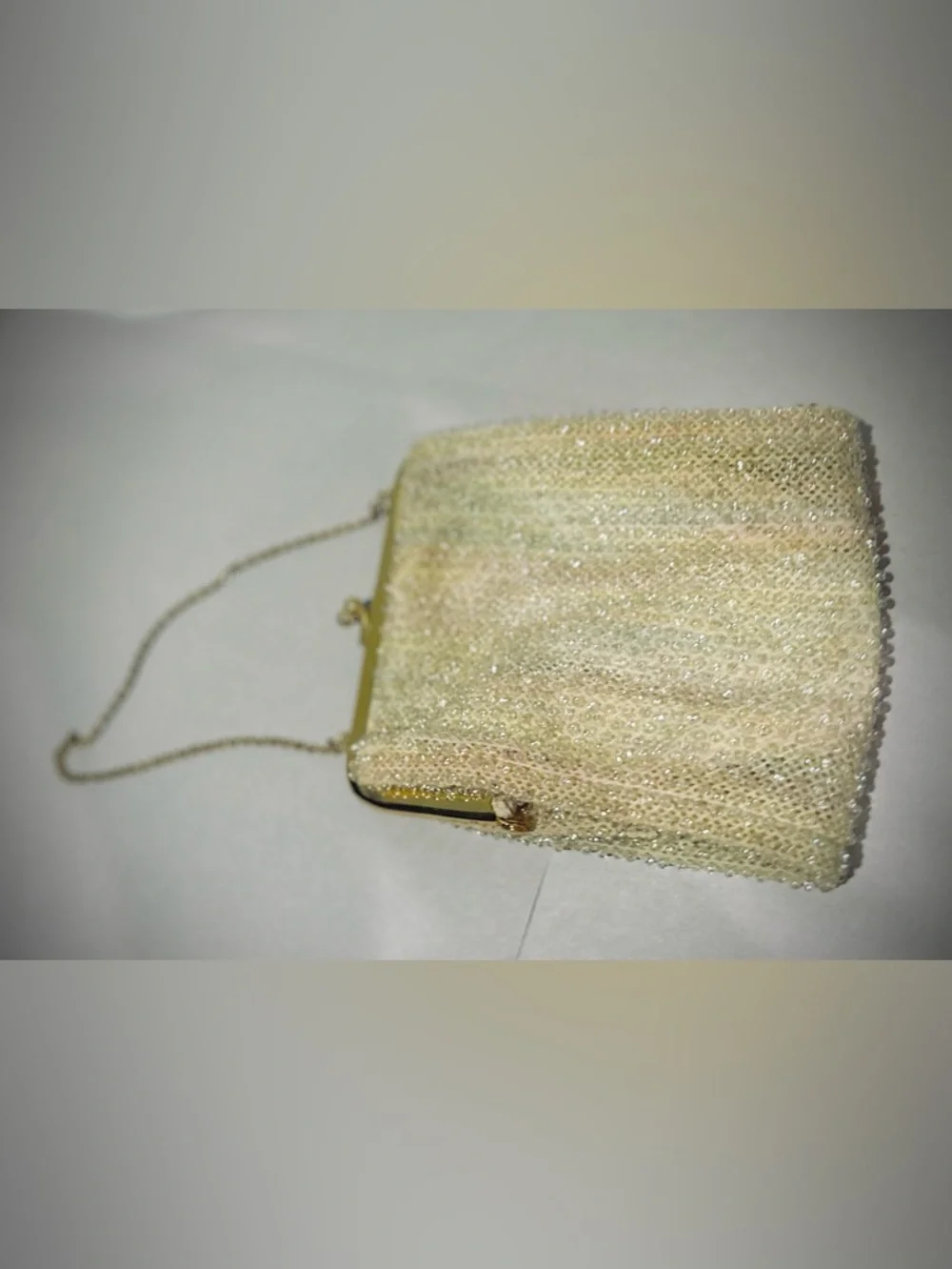 Vintage 50s Kiss Lock Evening Bag Multicolor Lumured Corde-Bead Purse Prom